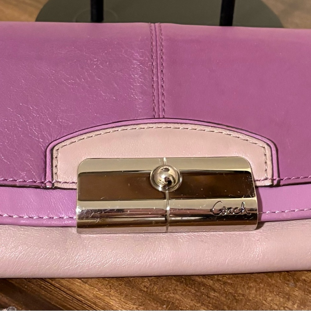 Coach Two-Tone Kristen Purple Leather Wallet
